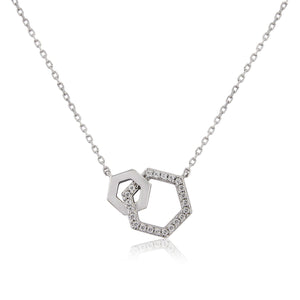 STERLING SILVER DOUBLE HEXAGON PENDANT