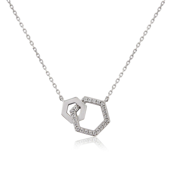 STERLING SILVER DOUBLE HEXAGON PENDANT