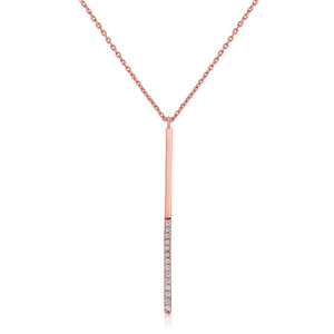 STERLING SILVER ROSE GOLD STRAIGHT LINE HALF POLISHED PENDANT