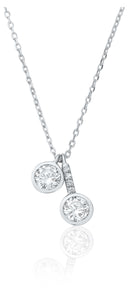 STERLING SILVER STONE SET DOT AND LINE DOT PENDANT