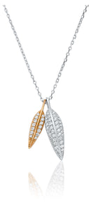 STERLING SILVER DOUBLE LEAF PENDANT WITH 14CT ROSE GOLD